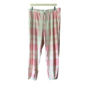 NWT Aerie Women's Snowed-In Fleece Pants Straight Leg Pink/Cream Size XL